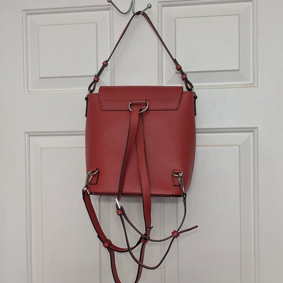 CALVIN KLEIN Women\'s L-REESE CONVERTIBLE BACKPACK PURSE Real Leather Red main image 11
